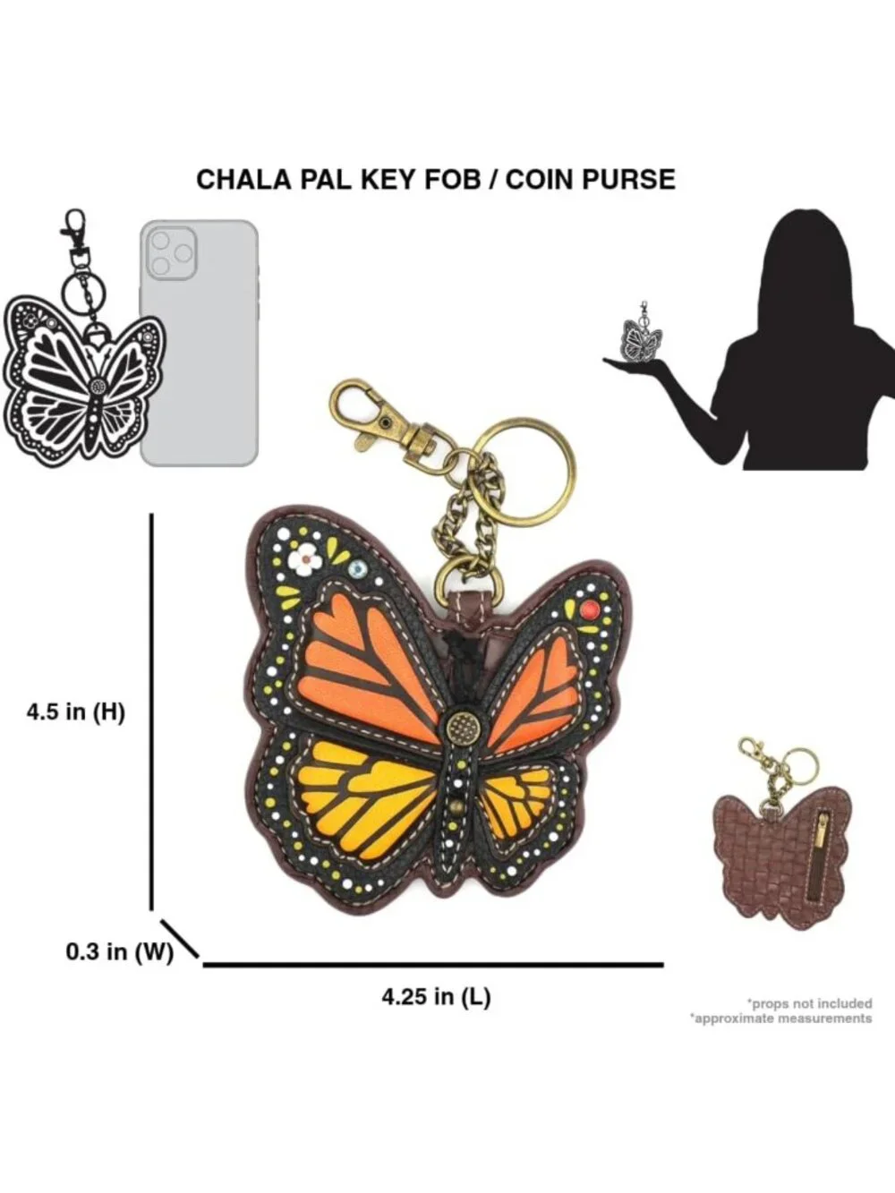 Garden Critter Collection Women's Key Fob & Coin Purse - Monarch Butterfly